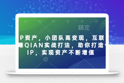 个人IP资产，小团队高变现，互联网全链路赚QIAN实战打法，助你打造个人IP，实现资产不断增值