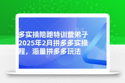 拼多多实操陪跑特训营弟子班，2025年2月拼多多实操课程，海量拼多多玩法