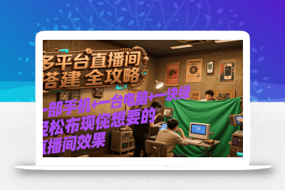 多平台直播间搭建全攻略，一部手机+一台电脑+一块绿布轻松实现你想要的直播间效果