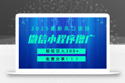 微信小程序撸广，最新风口项目，日入300+ 免费分享 可批量操作 小白可轻松上手！！