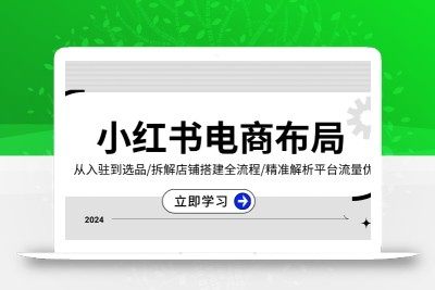 小红书电商布局：从入驻到选品/拆解店铺搭建全流程/精准解析平台流量优势