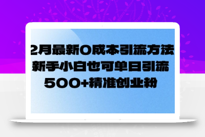 2月最新0成本引流方法，新手小白也可单日引流500+精准创业粉