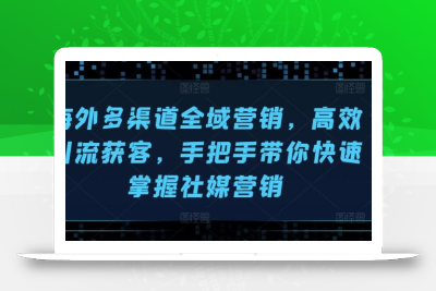 海外多渠道全域营销，高效引流获客，手把手带你快速掌握社媒营销