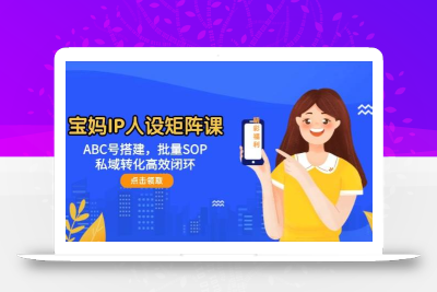 宝妈IP人设矩阵课：ABC号搭建，批量SOP，私域转化高效闭环