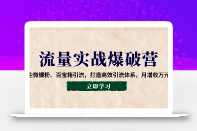 流量实战爆破营：企微爆粉、百宝箱引流，打造高效引流体系，月增收万元