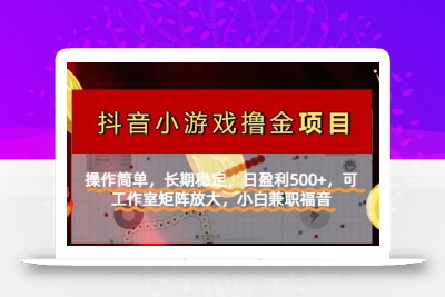 【抖音小游戏发行人计划项目】操作简单，长期稳定，日盈利500+，可工作…