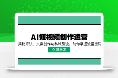AI短视频创作运营，揭秘算法、文案创作与私域引流，助你掌握流量密码