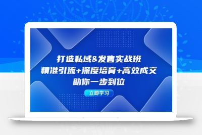 打造私域&发售实操班：精准引流+深度培育+高效成交，助你一步到位