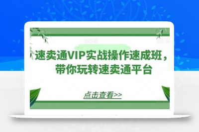 速卖通VIP实战操作速成班，带你玩转速卖通平台