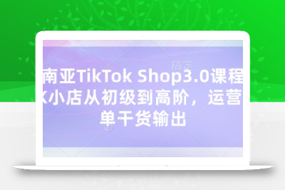 东南亚TikTok Shop3.0课程，TK小店​从初级到高阶，运营出单干货输出