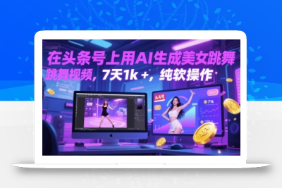 在头条号上用AI生成美女跳舞视频，7天1k+，纯软件操作
