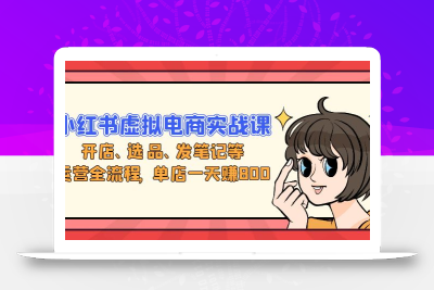 小红书虚拟电商实战课：开店、选品、发笔记等运营全流程，单店一天赚800