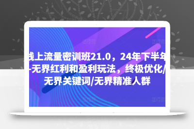线上流量密训班21.0，24年下半年-无界红利和盈利玩法，终极优化/无界关键词/无界精准人群