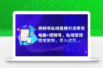 视频号私域直播引流带货：电脑+视频号，私域变现，精准复购，月入过万…