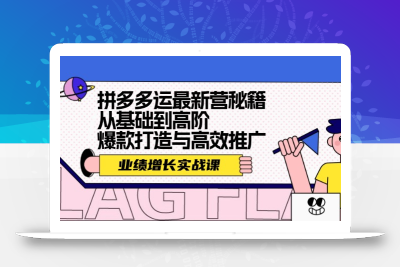 拼多多运最新营秘籍：业绩 增长实战课，从基础到高阶，爆款打造与高效推广