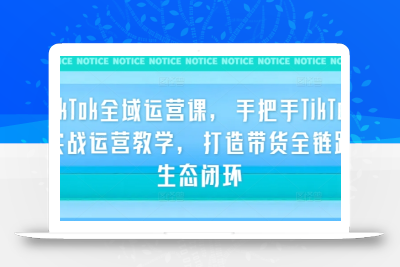 TikTok全域运营课，手把手TikTok实战运营教学，打造带货全链路生态闭环