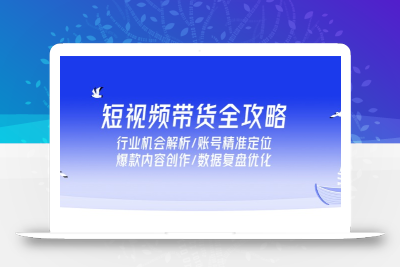 短视频带货全攻略，行业机会解析/账号精准定位/爆款内容创作/数据复盘优化