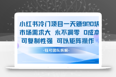 小红书冷门项目一天收益9张，市场需求大，0成本，可复制性强可以矩阵操作