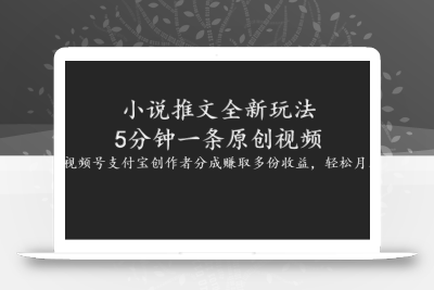 小说推文全新玩法，5分钟一条原创视频，结合视频号支付宝创作者分成赚取多份收益