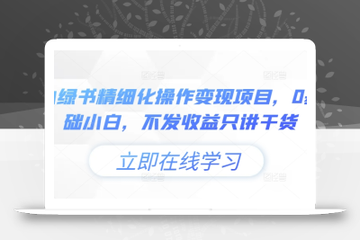 小绿书精细化操作变现项目，0基础小白，不发收益只讲干货