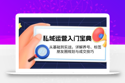 私域运营入门宝典：从基础到实战，详解养号、标签、朋友圈规划与成交技巧