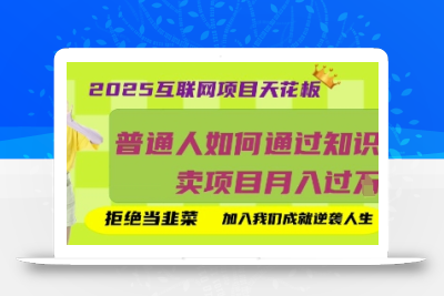 2025互联网项目天花板，普通人如何通过知识付费卖项目月入过W，拒绝当韭菜【揭秘】