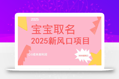 2025新风口项目宝宝取名，0成本高利润，附保姆级教程，月入过万不是梦