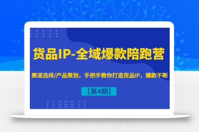 货品IP-全域爆款陪跑营【第4期】赛道选择/产品策划，手把手教你打造货品IP，爆款不断