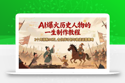 AI历史人物赛道课程，2个月涨粉56万，含伙伴计划与收徒运营策略