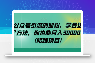 公众号引流创业粉，学会这个方法，你也能月入30000+ (陪跑项目)