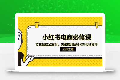 小红书电商必修课：付费投放全解析，快速提升店铺ROI与转化率
