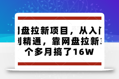 网盘拉新项目，从入门到精通，靠网盘拉新3个多月搞了16W