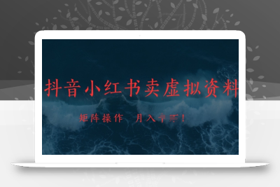 抖音小红书卖虚拟资料，市场需求一直存在，矩阵操作，月入1w+