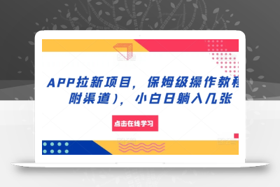 APP拉新项目，保姆级操作教程(附渠道)，小白日躺入几张【揭秘】