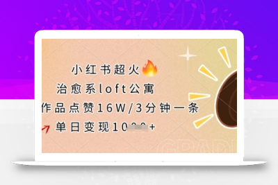 小红书超火的治愈系loft公寓，单条作品点赞16W，3分钟一条，单日变现数张