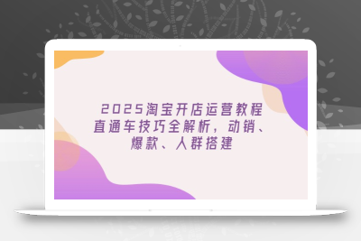 2025淘宝开店运营教程更新，直通车技巧全解析，动销、爆款、人群搭建