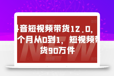 抖音短视频带货12.0，14个月从0到1，短视频带货90万件