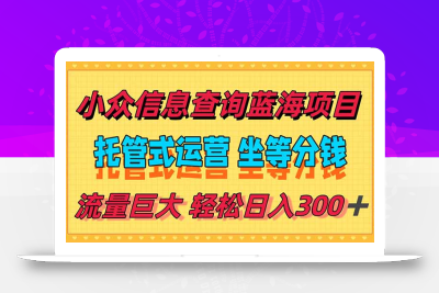 稳定日入300＋，小众信息查询蓝海项目，全程懒人式托管，解放你的时间