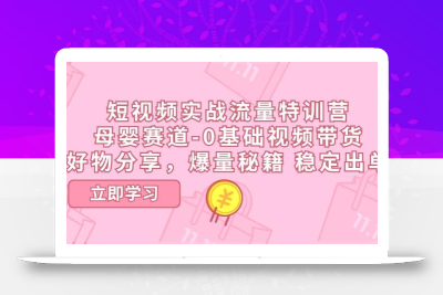短视频实战流量特训营，母婴赛道-0基础带货，好物分享，爆量秘籍 稳定出单