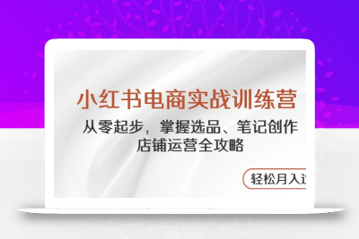 小红书电商实战训练营，从零起步，掌握选品、笔记创作、店铺运营全攻略…