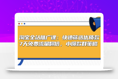 淘宝全站推广课：快速筛选优质款，7天免费流量翻倍，小爆款群策略