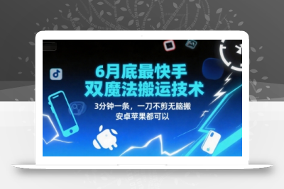 6月底最新快手双魔法搬运技术，3分钟一条，一刀不剪无脑搬，安卓苹果都可以