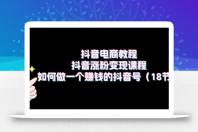 抖音电商教程：抖音涨粉变现课程：如何做一个赚钱的抖音号(18节