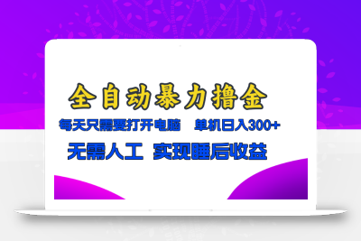 全自动暴力撸金，只需要打开电脑，单机日入300+无需人工，实现睡后收益