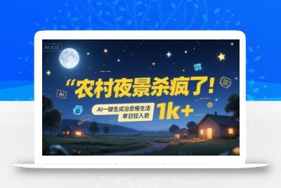 农村夜景杀疯了！AI一键生成治愈系慢生活，单日狂入1k+