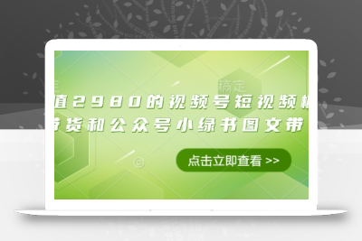 价值2980的视频号短视频橱窗带货和公众号小绿书图文带货