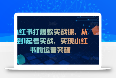 小红书打爆款实战课，从0到1起号实战，实现小红书的运营突破