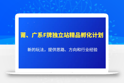 莆、广系F牌独立站精品孵化计划，新的玩法，提供思路、方向和行业经验