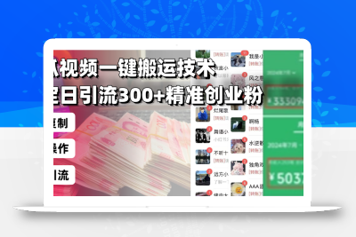 西瓜视频一键搬运技术，稳定日引流300+精准创业粉，简单可复制给团队，…