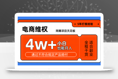 网赚项目天花板电商购物维权月收入稳定4w+独家玩法小白也能上手